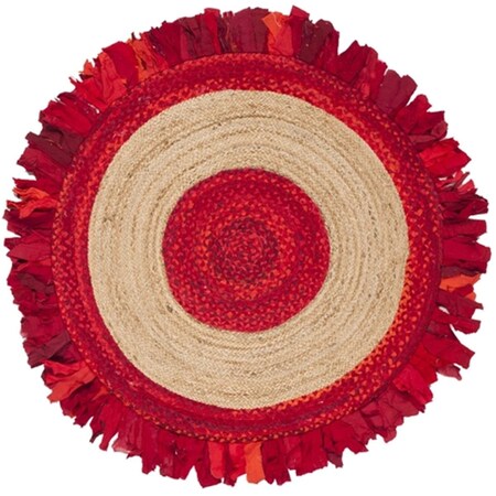 Safavieh Cape Cod Coastal Round Hand Woven RugsRed & Natural 4 x 4 ft. CAP701Q-4R